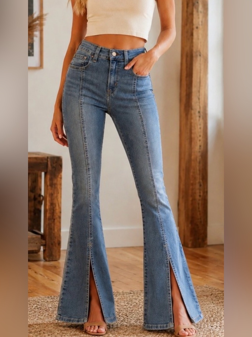 LEVI'S 726 High Rise Split Hem Flare Jeans W 30